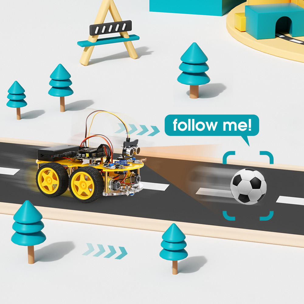 KUONGSHUN ESP32 WiFi Многофункциональный автомобильный комплект с полным приводом и управлением через приложение Wi-Fi (без аккумулятора)